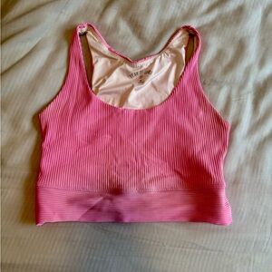 Year of Ours Pink Ribbed Sports Bra